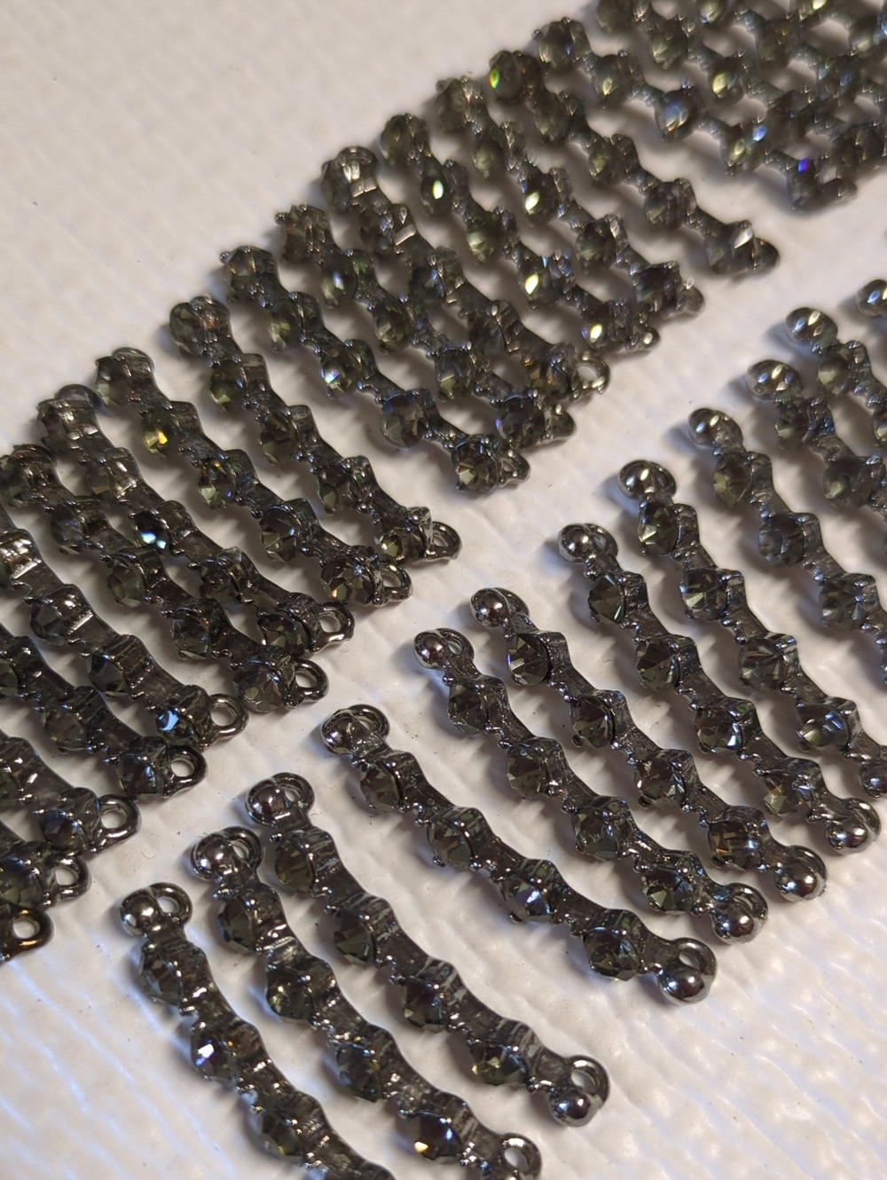 ☀️R65 Rhinestone Gunmetal Connector Strips with 4 or 5 rhinestones - 37 in total